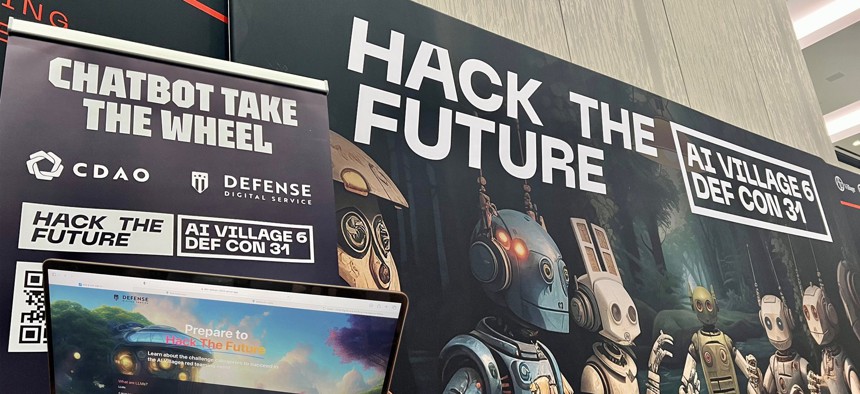 The Defense Digital Service booth at the recent DEF CON hacker conference in Las Vegas