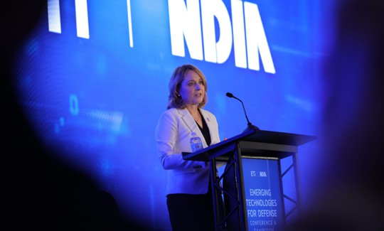 Deputy Defense Secretary Kathleen Hicks speaks at the NDIA Emerging Tech conference on Monday, Aug. 28.