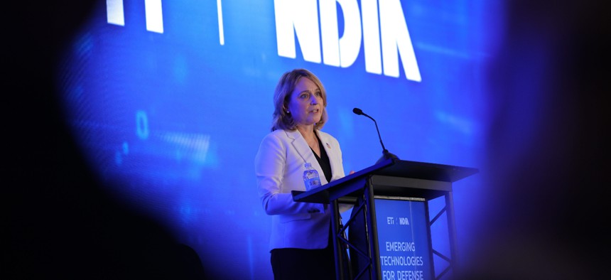Deputy Defense Secretary Kathleen Hicks speaks at the NDIA Emerging Tech conference on Monday, Aug. 28.
