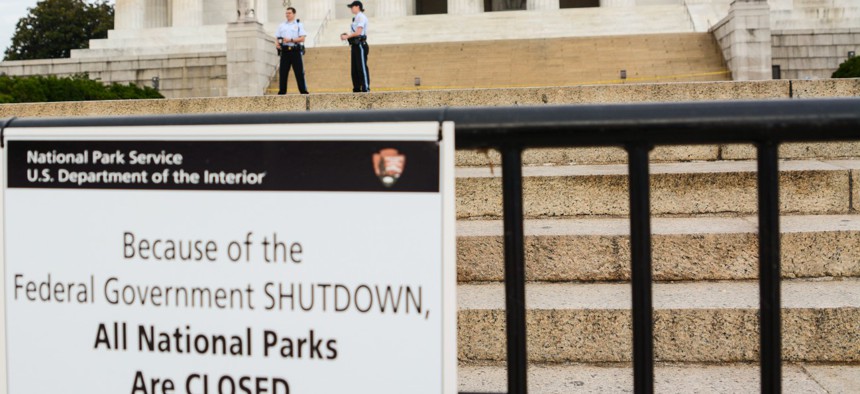 The Lincoln Memorial is closed during the fall 2013 shutdown. 
