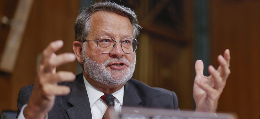 Sen. Gary Peters, D-Mich, at a July 2023 committee hearing