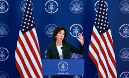Commerce Secretary Gina Raimondo, shown here on a trip to China in August, warned lawmakers about the risks of a shutdown on the implementation of a law designed to boost domestic semiconductor manufacturing.