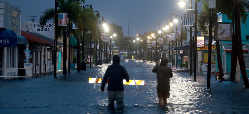 Flood waters in the streets of Tarpon Springs, Florida in the wake of Hurricane Idalia on Aug. 30, 2023.