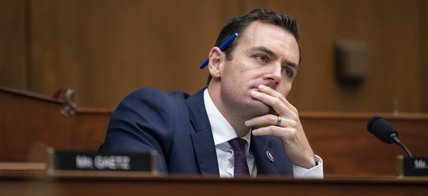 Rep. Mike Gallagher, R-Wis., chairs a hearing of a congressional subcommittee in July 2023. Gallagher is a sponsor of bipartisan legislation that would authorize the federal government to launch programs to support the development of the cybersecurity workforce.