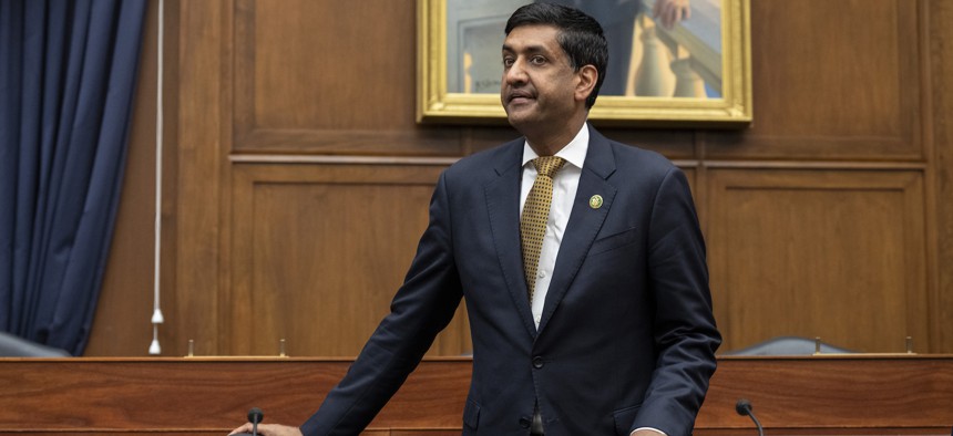 Rep. Ro Khanna, D-Calif., shown here at a House Armed Services Committee hearing in July 2023, recently called for a strategy to make sure the Pentagon can acquire innovative commercial technology.