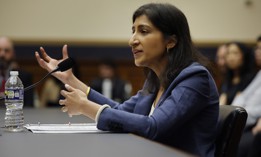 FTC Chair Lina Khan, shown here testifying before a House committee in July 2023, is looking into anti-competitive practices among big tech companies using AI.