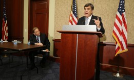 Rep. Dutch Ruppersberger speaks about a landmark report on potential security threats to U.S. communications infrastructure posed by Chinese telecommunications companies during a news conference on Capitol Hill, October 8, 2012 in Washington, D.C. Ruppersberger was joined by Rep. Mike Rogers, a Michigan Republican who was then chairman of the House Permanent Select Committee on Intelligence.