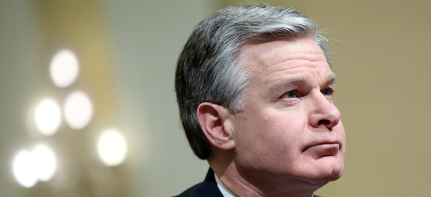 FBI Director Chris Wray, shown here at a recent congressional hearing, announced the disruption of a GRU botnet at a security conference in Munich on Feb. 15, 2024.
