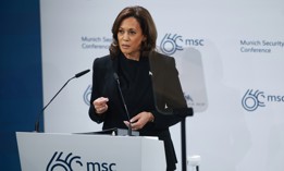 Kamala Harris speaks at the 2024 Munich Security Conference on February 16.