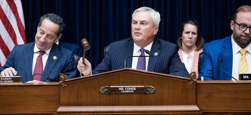 Chairman James Comer, R-Ky., gavels in a Sept. 28 House Oversight and Accountability Committee hearing. His committee approved legislation March 7 to update the Federal Information Security Modernization Act.