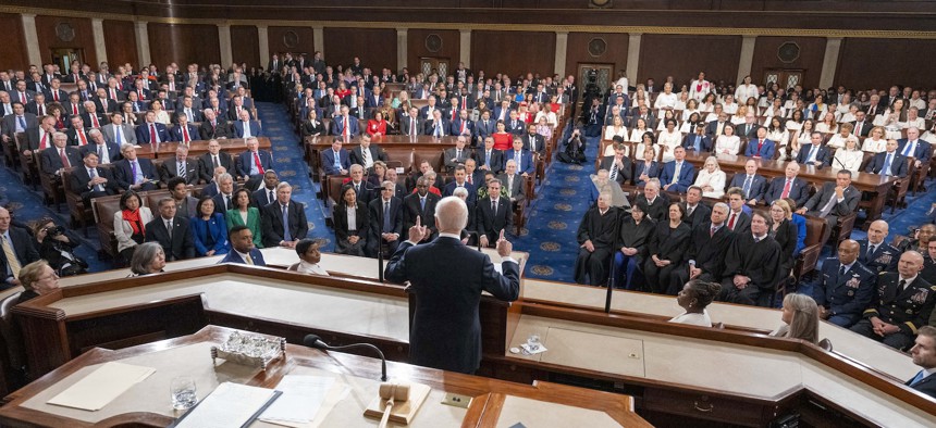 President Biden delivers the State of the Union address on March 7, 2024.