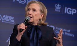 Former Secretary of State and Democratic Party presidential nominee Hillary Clinton discussed deepfakes and other AI-powered tech that could impact elections at an event in New York City on March 28, 2024.