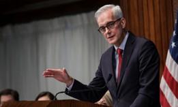 Secretary of Veterans Affairs Denis McDonough gestures as he speaks at a luncheon at the National Press Club on November 09, 2021 in Washington, DC. McDonough told the press April 26 that the agency is warning veterans of potential dangers from the February Change Heathcare ransomware attack.