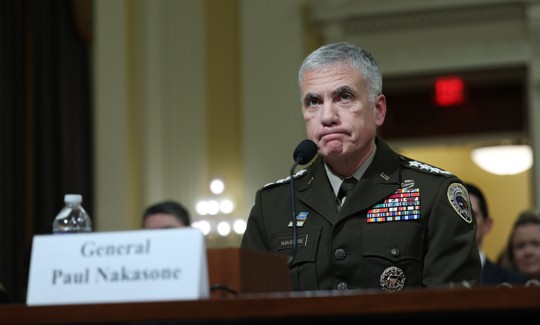 Paul Nakasone, shown here testifying before Congress in January 2024 before his recent retirement, told an audience at an industry event that he feels "really good" about government capabilities to push back against disinformation and election interference.