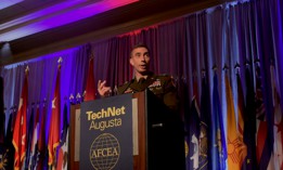 Maj. Gen. Paul Stanton welcomes attendees to AFCEA’s TechNet Augusta 2022. Stanton has been nominated to serve as the head of DISA and JFHQ-DODIN.