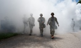 Competitors in the 2024 International Best CBRN Warrior Competition at the Army's Ft. Leonard Wood, Missouri. A recent government report says that artificial intelligence has the potential to increase access to information needed to design and develop chemical, biological, radiological and nuclear weapons.