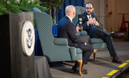 DHS CIO Eric Hysen, shown here at a February 8, 2024 agency event with Secretary Alejandro Mayorkas, told lawmakers that a program to fast-track hiring of cybersecurity specialists faltered at its launch.