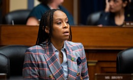 Rep. Shontel Brown, D-Ohio, participates in a House hearing in January 2023. Brown is leading an effort to require disclosures of AI-generated content in election materials.