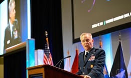 NSA Director and Cyber Command Commander Lt. Gen. Timothy Haugh speaks at an industry event in Baltimore in June 2024.