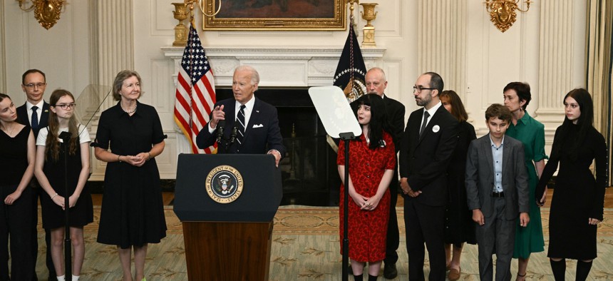 President Joe Biden speaks about today's prisoner swap alongside families of Americans just released from Russian captivity.