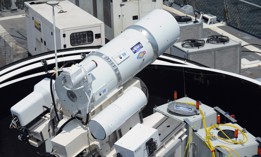 The Laser Weapon System temporarily installed aboard the guided-missile destroyer USS Dewey (DDG 105) in San Diego, Calif., in 2012, is a technology demonstrator built by the Naval Sea Systems Command from commercial fiber solid state lasers, using combination methods developed at the Naval Research Laboratory.