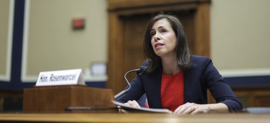 Jessica Rosenworcel, Chairwoman of the Federal Communications Commission (FCC) testifies during a House Energy and Commerce Committee Subcommittee hearing on March 31, 2022 in Washington, DC