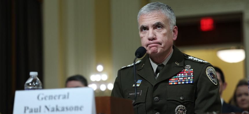 Paul Nakasone testifying before a House committee in January 2024. Now retired, Nakasone said that an attack targeting mobile communications devices used by Hezbollah illustrates potential vulnerabilities in technology supply chains.