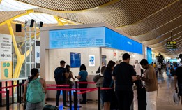 A Windows display reboots at the Madrid-Barajas airport in Spain on July 19, 2024. A faulty update from cybersecurity vendor CrowdStrike led to a worldwide technology outage impacting millions of Windows systems.