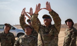 Members of the U.S. Air Force's 332d Expeditionary Security Forces Squadron train on counter-drone tactics at an undisclosed location in Southwest Asia on September 6, 2022.