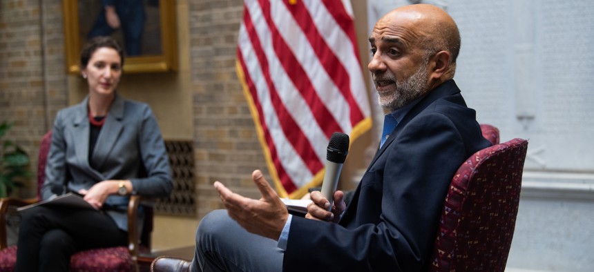 HHS official Micky Tripathi speaks at a 2022 event at the Department of Agriculture.