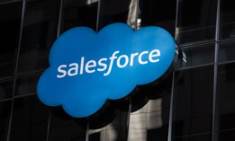 The Salesforce logo as seen on its San Francisco headquarters.