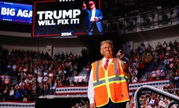 Former President Donald Trump greets supporters during a campaign event at the Resch Center on Oct. 30, 2024 in Green Bay, Wisconsin. The Trump campaign has yet to sign agreements with the GSA and the White House accepting presidential transition aid.