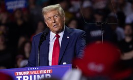 President-elect Donald Trump speaks at a rally during the early-morning hours of election day on Nov. 5 in Grand Rapids, Michigan. 