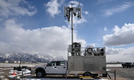 A 5G mobile test station sits on the flight line at Hill Air Force Base, Utah, Feb. 25, 2022. The Department of Defense released guidance Nov. 12 on how military installations should deploy private 5G networks.