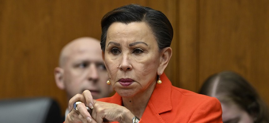 United States Representative Nydia M. Velázquez speaks during a hearing before the House Financial Services Committee. Velázquez introduced legislation Nov. 13 to set certain policies and procedures for SBA's IT modernization projects.