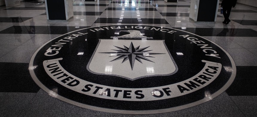 The agency seal on the floor of the lobby at the CIA in McLean, Va. CIA's inspector general, Robin Ashton, announced she would retire at the end of the year.