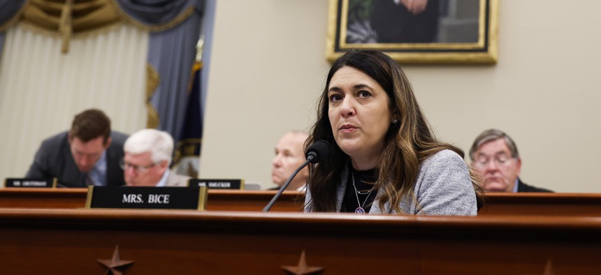 Rep. Stephanie Bice (R-OK) speaks during a markup meeting with the House Budget Committee on Capitol Hill on September 20, 2023 in Washington, D.C. Bice introduced legislation Nov. 20 that would create a tracking system for federal grants to reduce duplication and fraud.