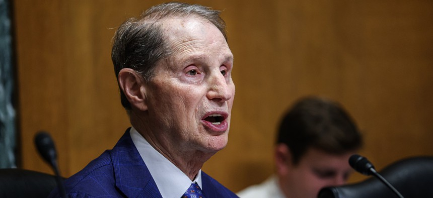  Senator Ron Wyden speaks during a Senate Finance hearing  on September 17, 2024. Wyden joined Senator Eric Schmitt, R-Mo., in calling for the Pentagon's inspector general to investigate the agency's telecommunications contracts.