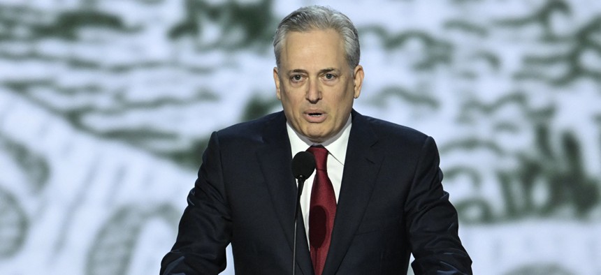 David Sacks, CEO of Yammer, speaks during the first day of the 2024 Republican National Convention at the Fiserv Forum in Milwaukee, Wisconsin, July 15, 2024. Sacks was chosen by President-elect Donald Trump to serve as his AI and crypto czar in the coming administration.