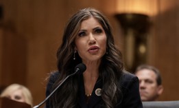 South Dakota Gov. Kristi Noem, President-elect Donald Trump’s nominee for Secretary of the Department of Homeland Security, speaks during her confirmation hearing before the Homeland Security and Governmental Affairs Committee on Capitol Hill on January 17, 2025 in Washington, DC.