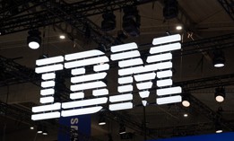 IBM's logo at the Mobile World Congress 2025 in Barcelona.