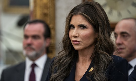 Kristi Noem, Homeland Security Secretary, during a meeting in the Oval Office of the White House on April 14, 2025. Noem told attendees at the 2025 RSAC April 28 that reforms to CISA would be "much more responsive."