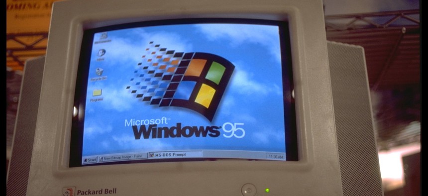Photo of a computer circa 1995 with software that today would certainly need modernizing.