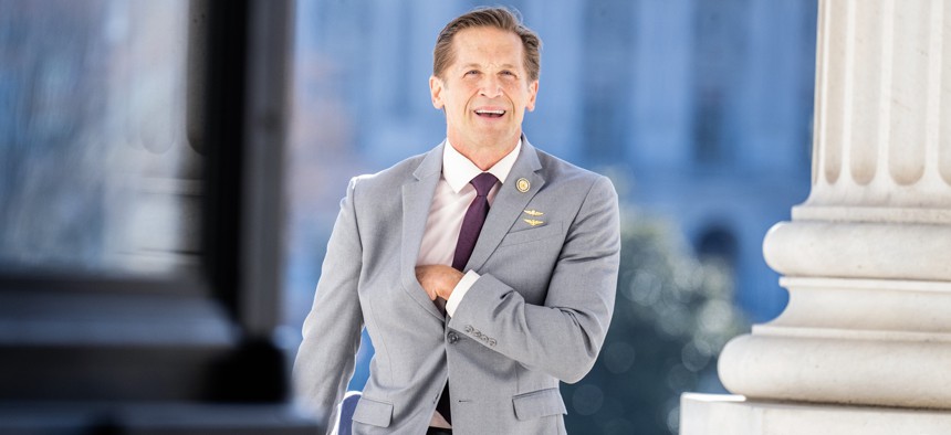 Rep. Rich McCormick, R-Ga., arrives to the U.S. Capitol after the last votes of the week on Thursday, March 27, 2025. McCormick said during a May 21 event that the moratorium on enforcing state-level AI regulations will level the playing field for smaller developers.