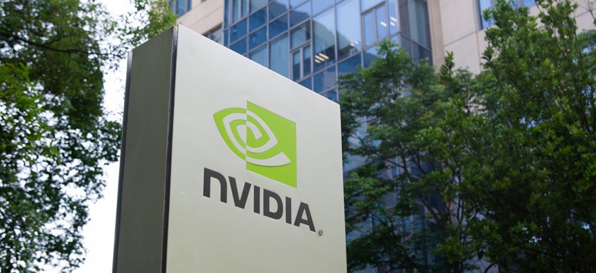 A general view of Nvidia headquarters is seen in Shanghai, China, on May 19, 2025.
