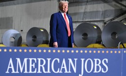 President Donald Trump arrives to speak during a visit to US Steel - Irvin Works in West Mifflin, Pa. on May 30, 2025. The president’s full fiscal 2026 budget proposal would cut more than 100,000 federal jobs.