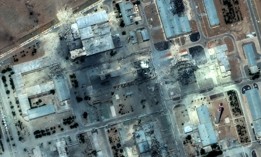 Maxar satellite image reveals multiple buildings damaged or destroyed at the Isfahan nuclear technology center after the airstrikes. Charring and roof collapses are visible across the compound.