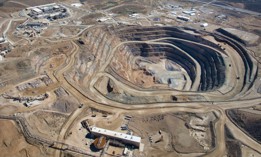 An aerial view of the Mountain Pass, California mine.