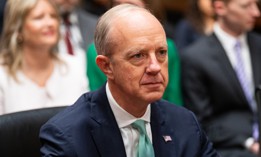 Eric Ueland, deputy director for management in the Office of Management and Budget, attends his confirmation hearing in the Senate Homeland Security and Governmental Affairs Committee on Thursday, April 3, 2025. Ueland said July 17 he wants to keep CIOs from being "just another back office function."