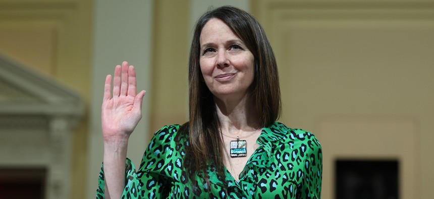 Then-CISA Director Jen Easterly testifies before the House (Select) Strategic Competition Between the United States and the Chinese Communist Party Committee on Capitol Hill on January 31, 2024. Army Secretary Dan Driscoll announced July 30 that he had rescinded a West Point job offer to Easterly. 